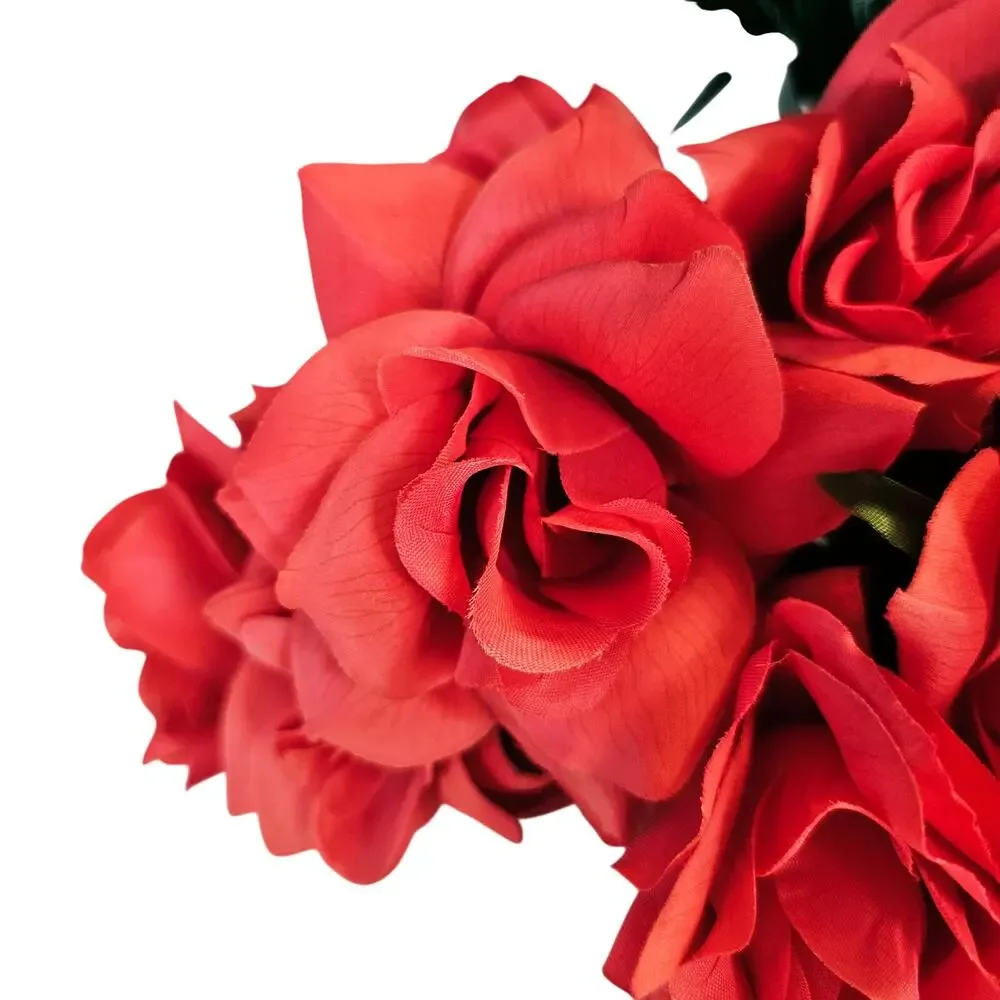 Red Silk Artificial Rose Flowers Stems Wedding Craft 3